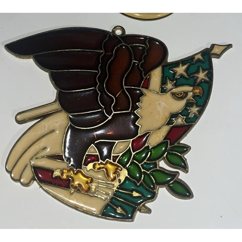 EAGLE Bird American Flag Patriotic Stained Art Glass SUNCATCHER